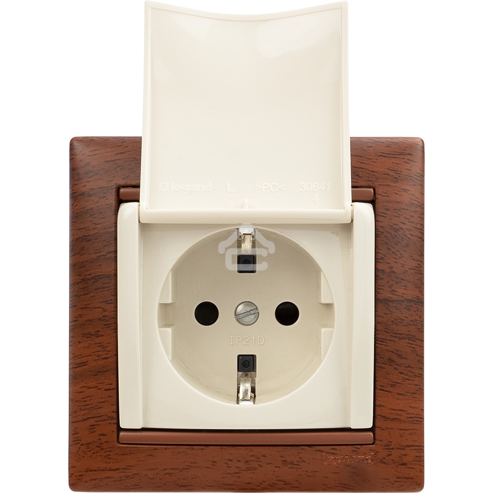 Механизм розетки 1-м СП Valena с защ. крышкой защ. шторки с заземл. сл. кость Legrand 774322