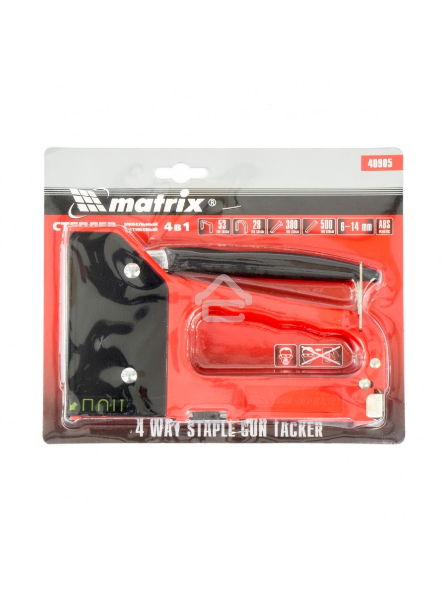 Степлер мебельный MATRIX MASTER 40905 4-функциональный пластиковый, тип скобы: 53, 28, 300, 500, 6-14 мм