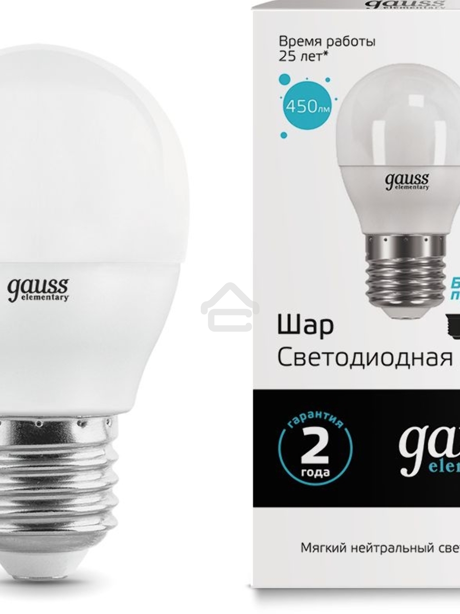 Лампа GAUSS LED Elementary Globe 6W E27 4100K арт. 53226