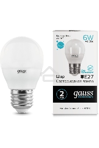 Лампа GAUSS LED Elementary Globe 6W E27 4100K арт. 53226