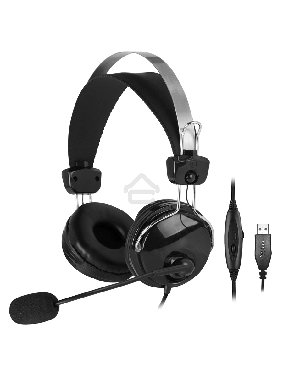 Наушники с микрофоном A4Tech HU-7P черный 2м накладные USB оголовье