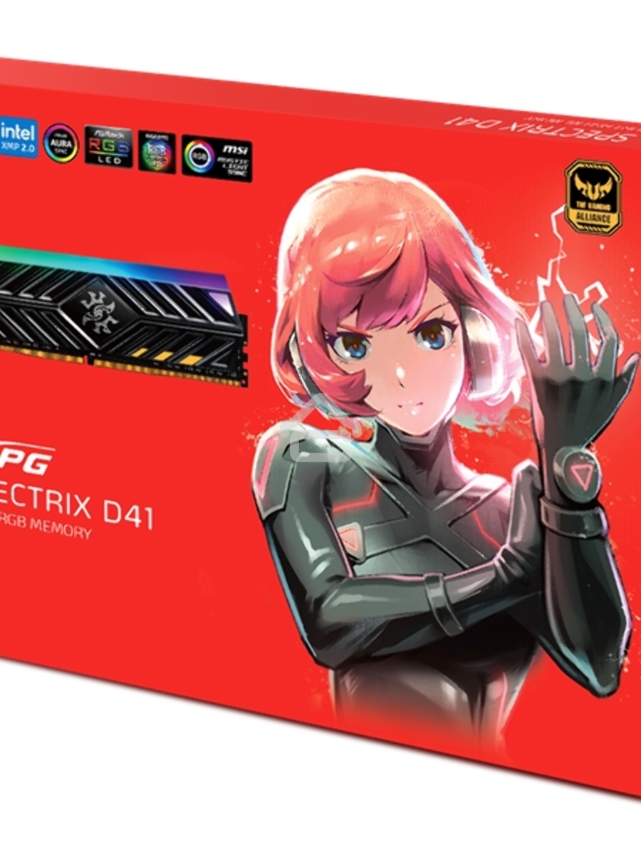Оперативная память XPG Spectrix D41 RGB, DDR4, 32GB (2x16GB), 3600MHz, CL18, UDIMM, с радиатором, RGB, серый
