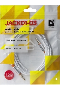 Кабель аудио Defender 3.5MM 1.2M Jack M- Jack M белый