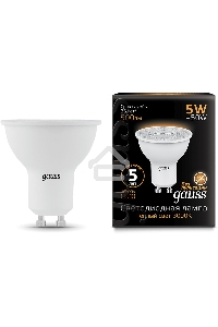 Лампа светодиодная Gauss Black 5Вт цок.:GU10 рефлектор 220B 3000K св.свеч.бел.теп. MR16 (упак.:10шт) (101506105)