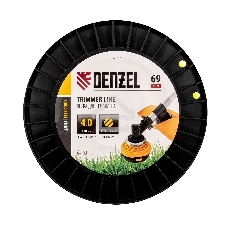 Леска для триммера круглая, 4,0мм х 69м, на DIN катушке FLEX CORD Denzel