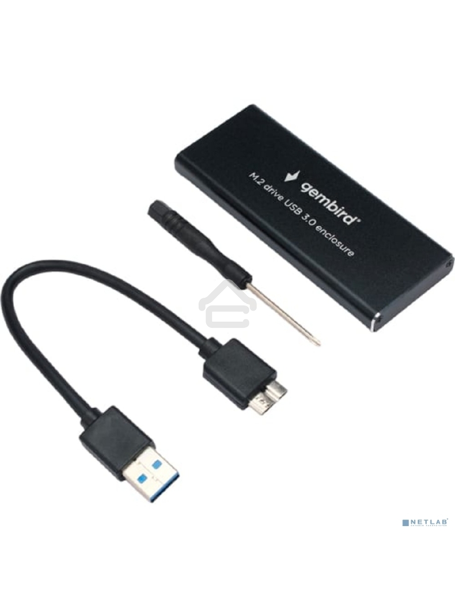 Внешний корпус Gembird EEM2-SATA-1 USB 3.0 для M2 SATA порт MicroB, металл, черный
