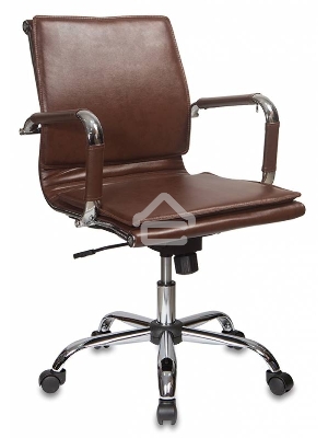 Кресло руководителя Бюрократ CH-993-Low/Brown коричневый, низкая спинка, искусственная кожа, крестовина хромированная
