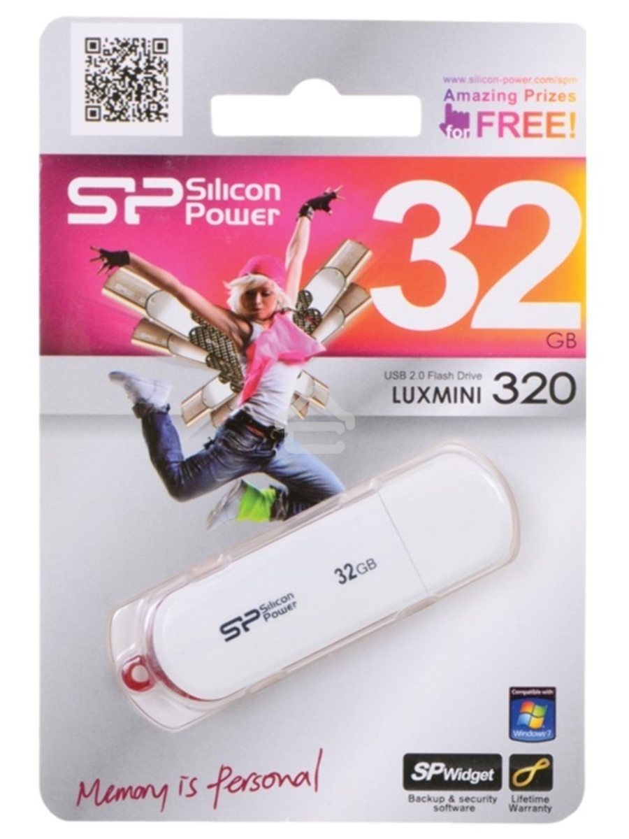 Флеш диск Silicon Power 32Gb LuxMini 320 SP032GBUF2320V1W USB2.0 белый