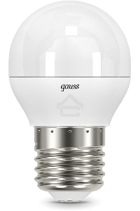 Лампа светодиодная Gauss Black 6.5Вт цок.:E27 шар 220B 3000K св.свеч.бел.теп. G45 (упак.:10шт) (105102107)
