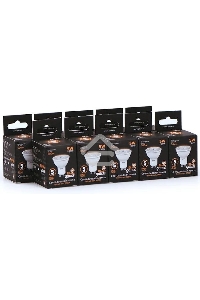 Лампа светодиодная Gauss Black 5Вт цок.:GU10 рефлектор 220B 3000K св.свеч.бел.теп. MR16 (упак.:10шт) (101506105)