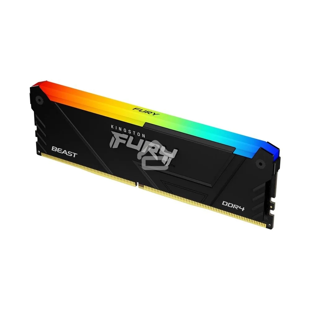 Оперативная память Kingston Fury Beast, DDR4, 8GB (1x8GB), 3200MHz, CL16, DIMM, с радиатором, RGB, черный