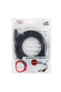 Кабель DisplayPort-HDMI Gembird/Cablexpert  3м, 20M/19M, черный, экран, пакет(CC-DP-HDMI-3M)