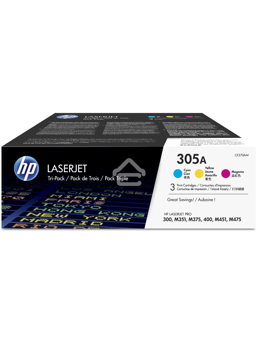 Картридж лазерный набор HP CF370AM № 305A голубой/пурпурный/желтый CLJ M451 (CE411A+CE412A+CE413A)