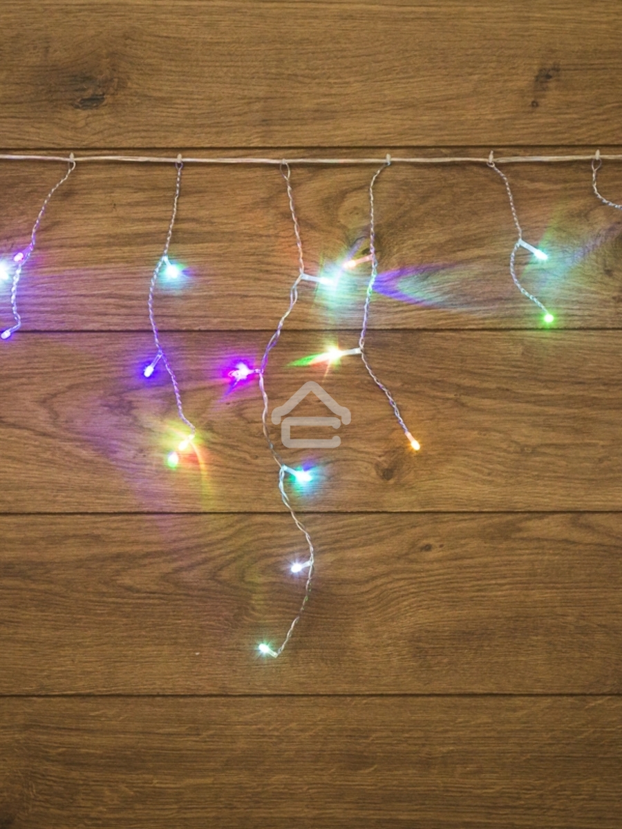Гирлянда Айсикл NEON-NIGHT (255-009)(бахрома) светодиодный, 1,8 х 0,5 м, прозрачный провод, 230 В, диоды RGB