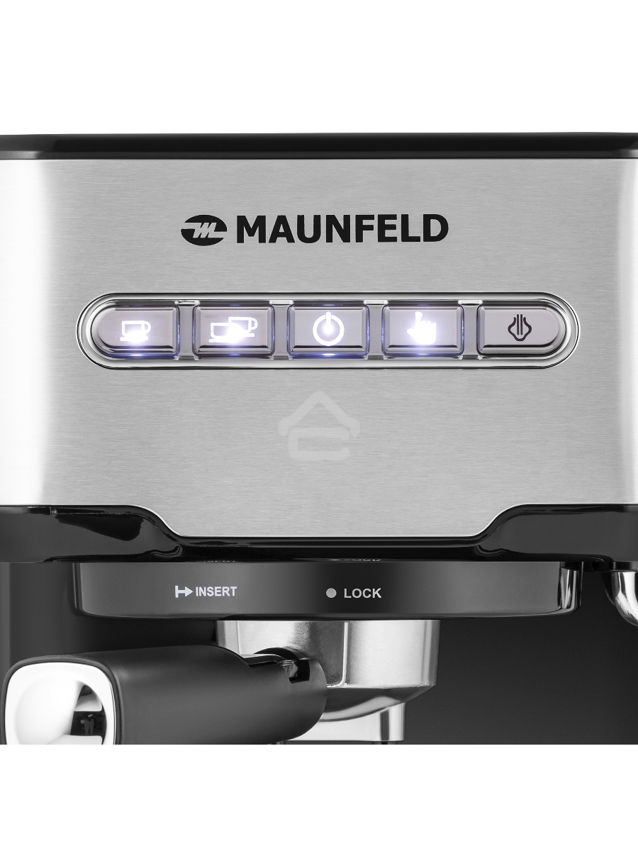 Кофеварка рожковая Maunfeld MF-724S нержавеющая сталь, исп. кофе - молотый, 1.5 л, 850 Вт, 15 Бар.