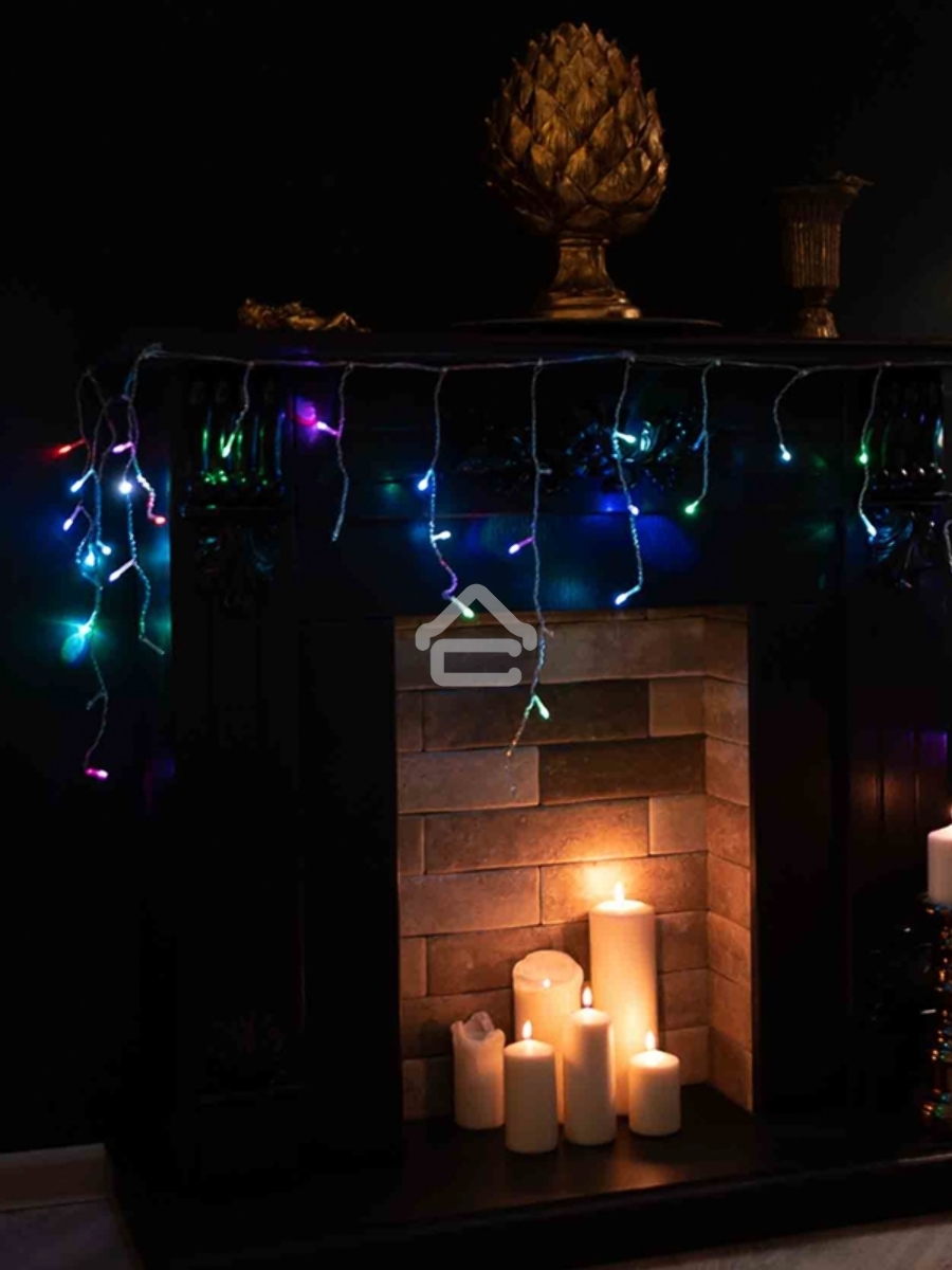 Гирлянда Айсикл NEON-NIGHT (255-009)(бахрома) светодиодный, 1,8 х 0,5 м, прозрачный провод, 230 В, диоды RGB