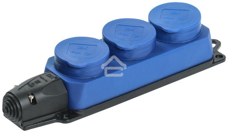 Розетка 3-м ОМЕГА РБ33-1-0м IP44 каучук син. ИЭК PKR61-016-2-K07