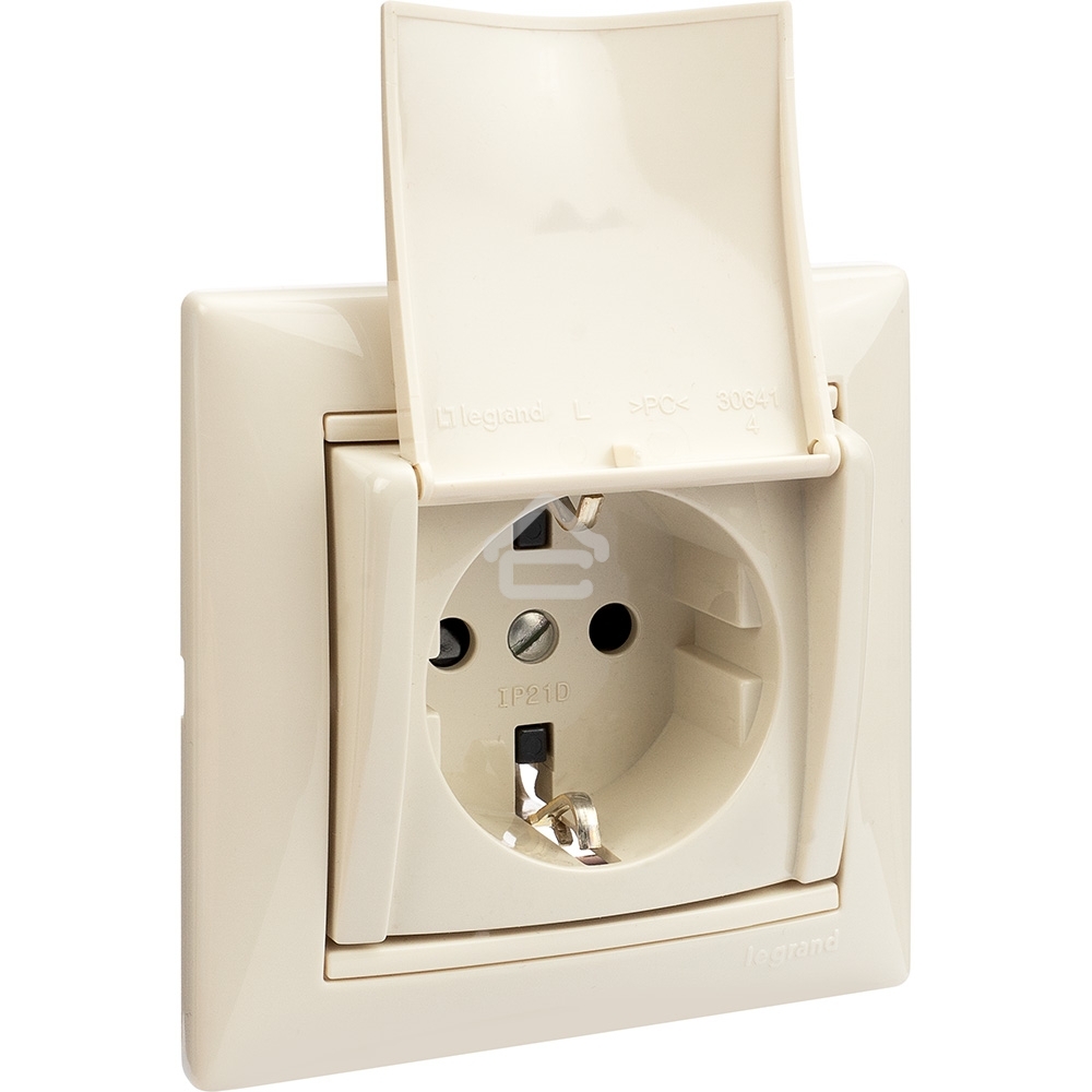 Механизм розетки 1-м СП Valena с защ. крышкой защ. шторки с заземл. сл. кость Legrand 774322