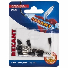 Наконечник штыревой втулочный Rexant изолированный, F-8 мм, 1.5 мм², НШВи 1.5-8 / Е 1,5-8 / E1508, черный, в упак. 10 шт.