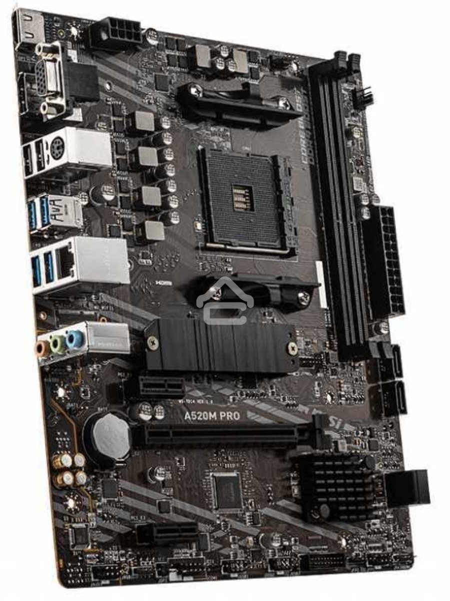 Материнская плата MSI A520M PRO, AM4, AMD A520, 2xDDR4, 4xSATA, 1xM.2, 1xPCIe 3.0 x16, 1xDVI-D, 1xHDMI, 1x 1Gb LAN, 2xUSB 2.0, 4xUSB 3.2 Gen 1, 3x3.5 мм, 7.1, mATX