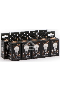 Лампа светодиодная Gauss Black 6.5Вт цок.:E27 шар 220B 3000K св.свеч.бел.теп. G45 (упак.:10шт) (105102107)