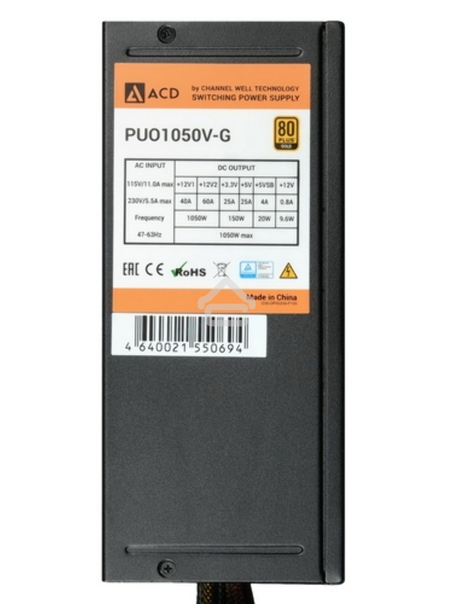 Блок питания CWT PUO1050V-G, 1050Вт, 80 PLUS Gold, 140мм, модульный, черный