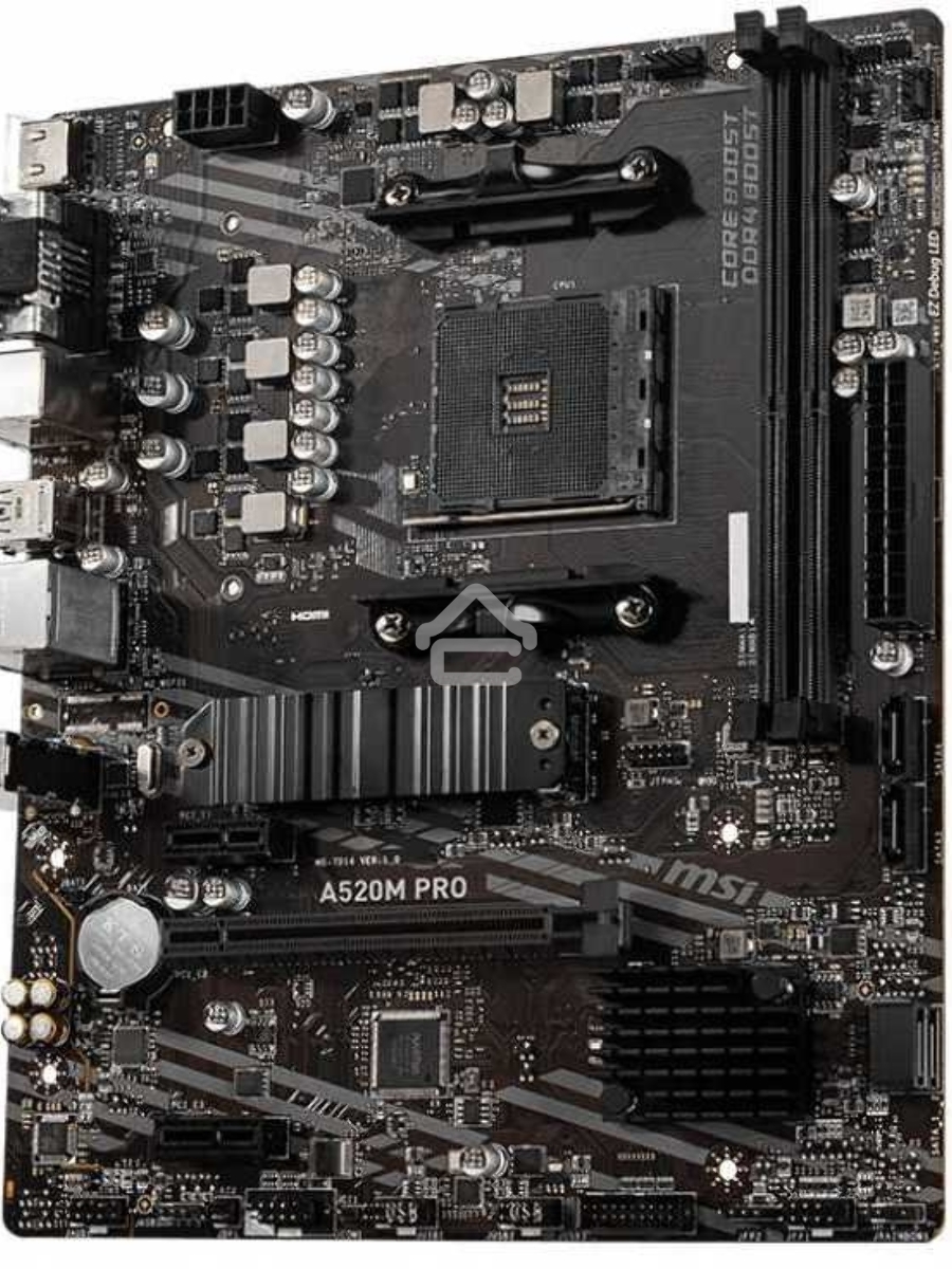 Материнская плата MSI A520M PRO, AM4, AMD A520, 2xDDR4, 4xSATA, 1xM.2, 1xPCIe 3.0 x16, 1xDVI-D, 1xHDMI, 1x 1Gb LAN, 2xUSB 2.0, 4xUSB 3.2 Gen 1, 3x3.5 мм, 7.1, mATX
