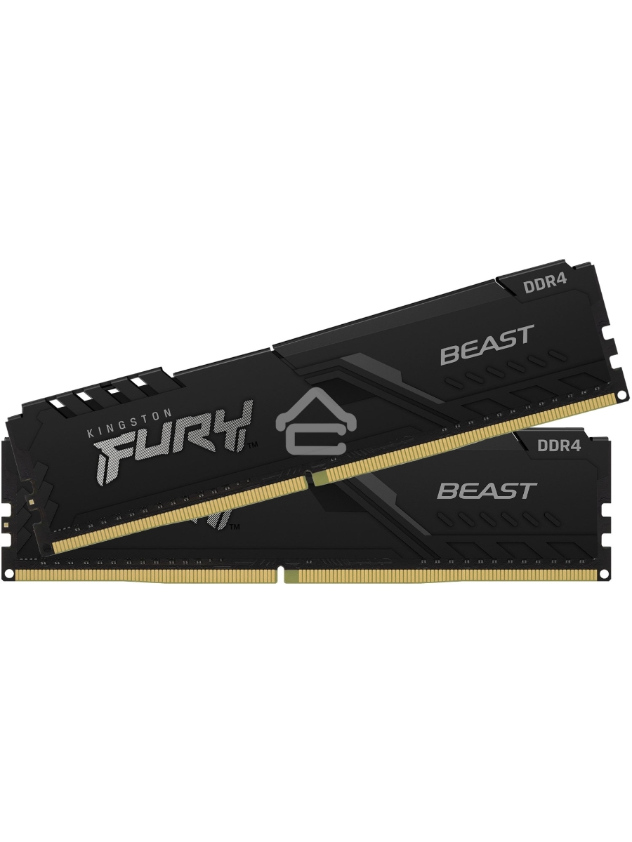 Оперативная память Kingston Fury Beast, DDR4, 32GB (2x16GB), 3600MHz, CL18, DIMM, с радиатором, черный