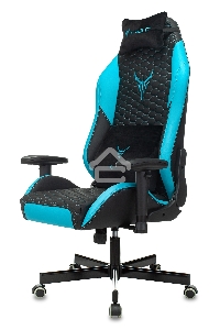 Кресло игровое Knight Neon черный/голубой соты эко.кожа с подголов. крестовина металл