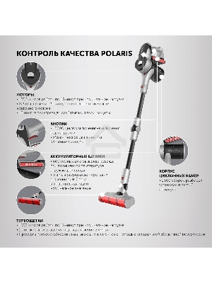 Пылесос вертикальный Polaris PVCS 5090 Clean Expert PRO серый/черный, питание от аккумулятора, 160 Вт, уборка сухая, пылесборник контейнер 0.6 л, работа от АКБ max 60 мин.