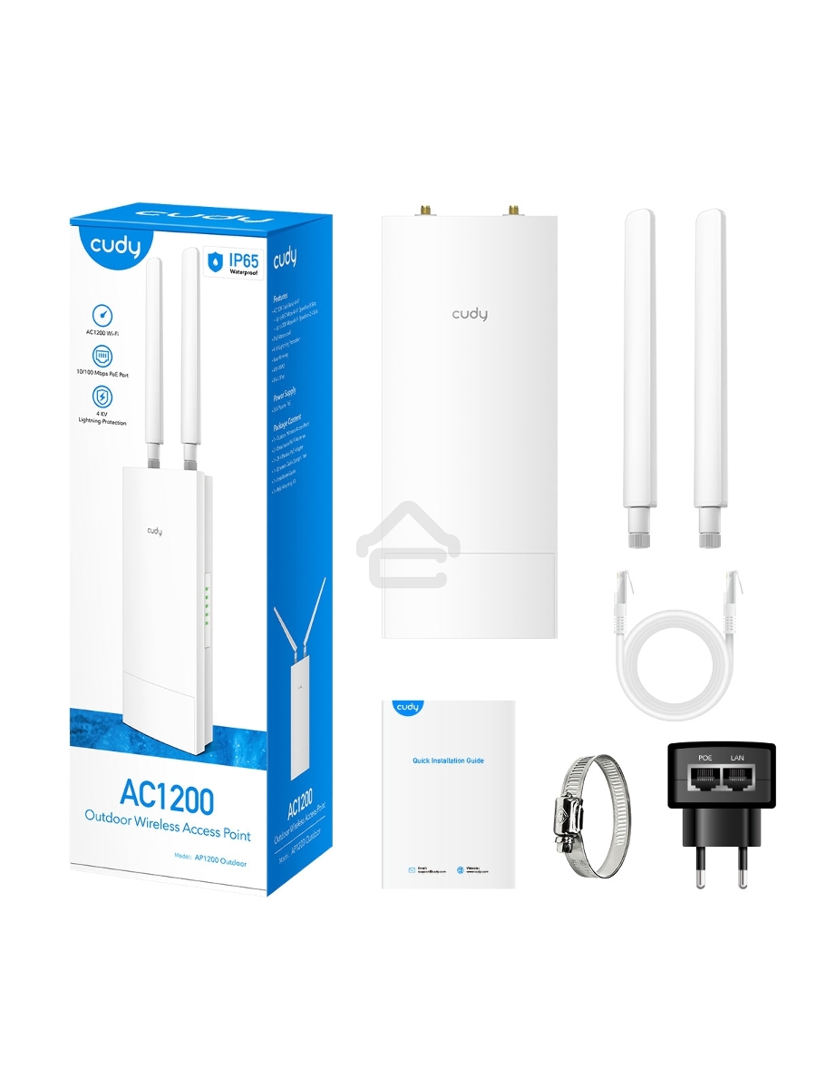 Повторитель беспроводного сигнала Cudy AP1200 Outdoor AC1200 Wi-Fi белый
