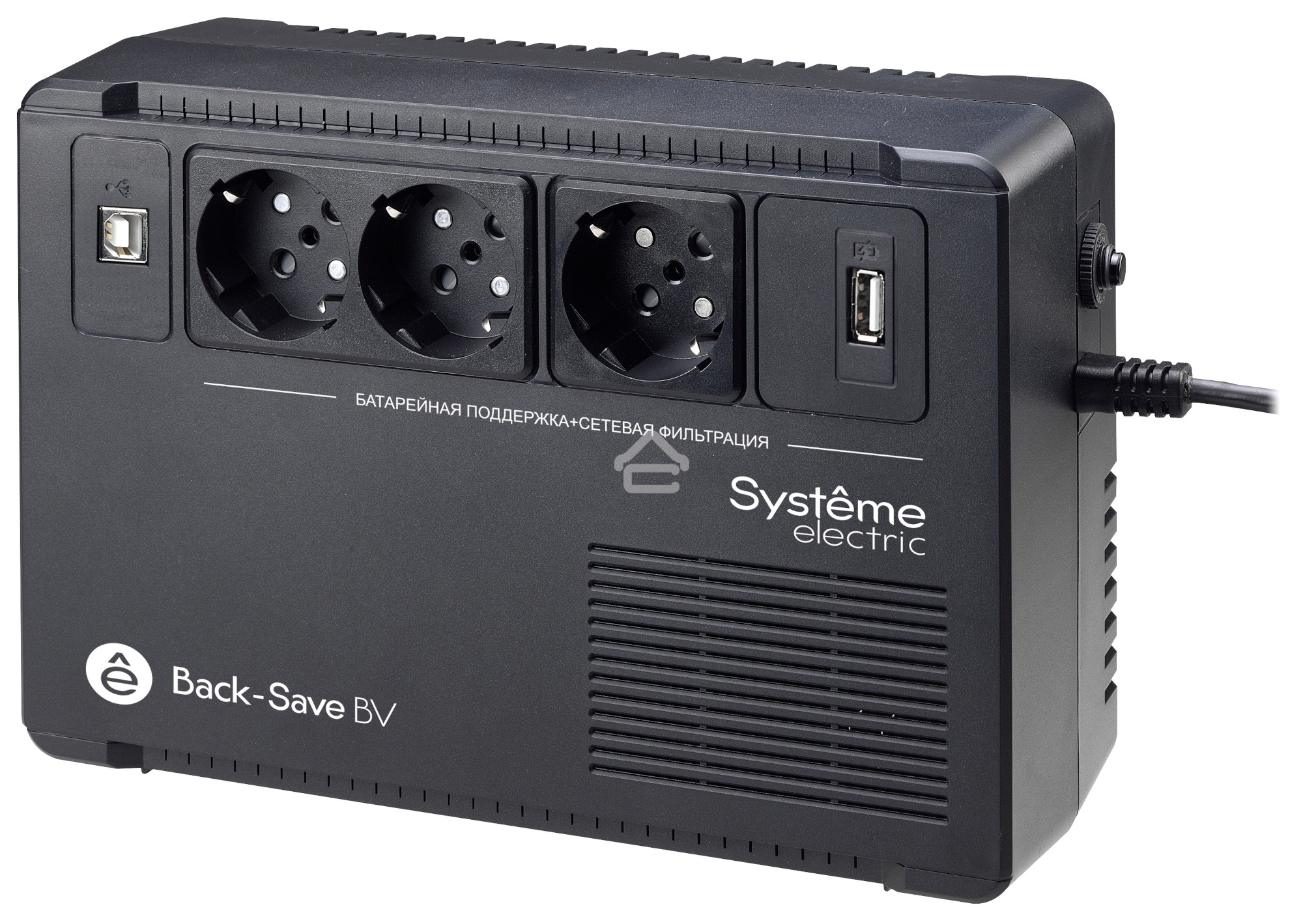Источник бесперебойного питания Systeme Electriс Back-Save, 400VA/240W, 230V, Line-Interactive, AVR, 3xSchuko, USB charge(type A), USB