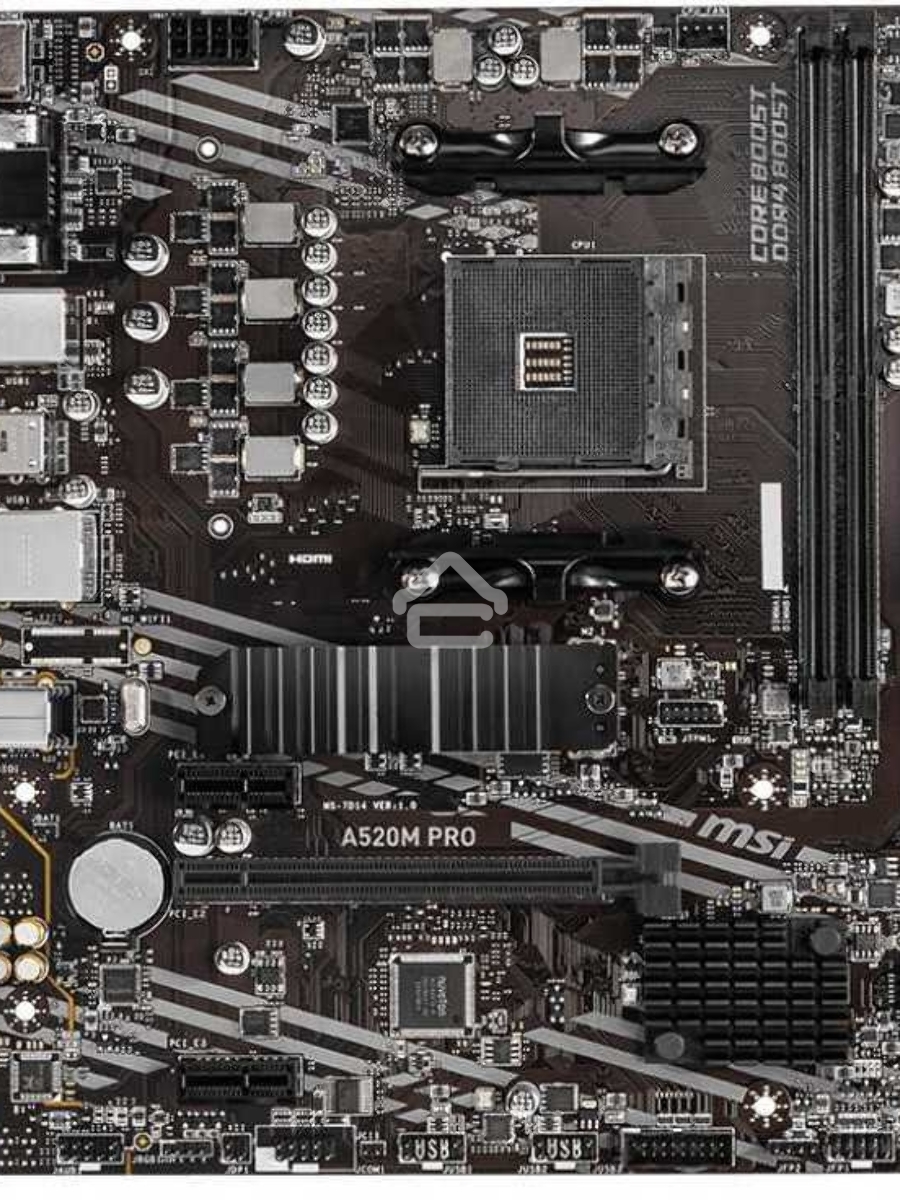 Материнская плата MSI A520M PRO, AM4, AMD A520, 2xDDR4, 4xSATA, 1xM.2, 1xPCIe 3.0 x16, 1xDVI-D, 1xHDMI, 1x 1Gb LAN, 2xUSB 2.0, 4xUSB 3.2 Gen 1, 3x3.5 мм, 7.1, mATX