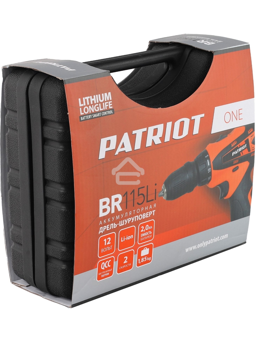 Дрель-шуруповерт Patriot BR 115Li, Аккумуляторная, 16В, 2 АКБ, Кейс