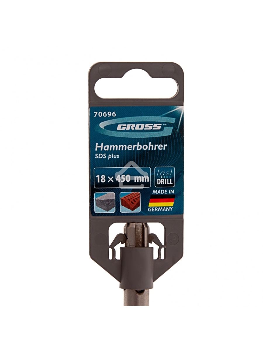 Бур по бетону PRO, 18 х 450 мм, SDS PLUS Gross
