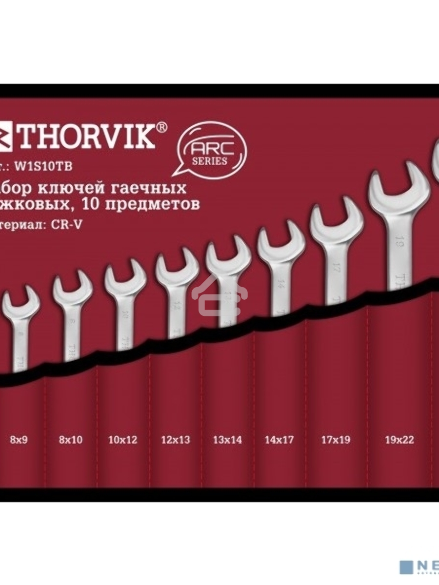 Набор ключей гаечных рожковых Thorvik W1S10TB ARC в сумке, 6-24 мм, 10 предметов 52614