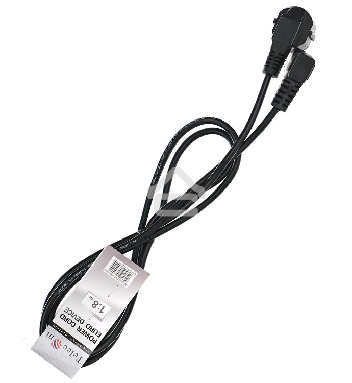 Кабель компьютер - розетка угловой 220V 1.8м (Европейский стандарт) TP021DA-1.8-BK