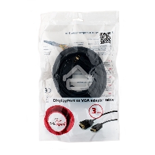 Кабель DisplayPort->VGA Cablexpert CCP-DPM-VGAM-10, 3м, 20M/15M, черный, экран, пакет