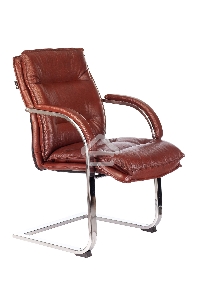 Кресло офисное Бюрократ T-9927SL-LOW-V Leather Eichel светло-коричневый, кожа, низк. спин. полозья металл хром
