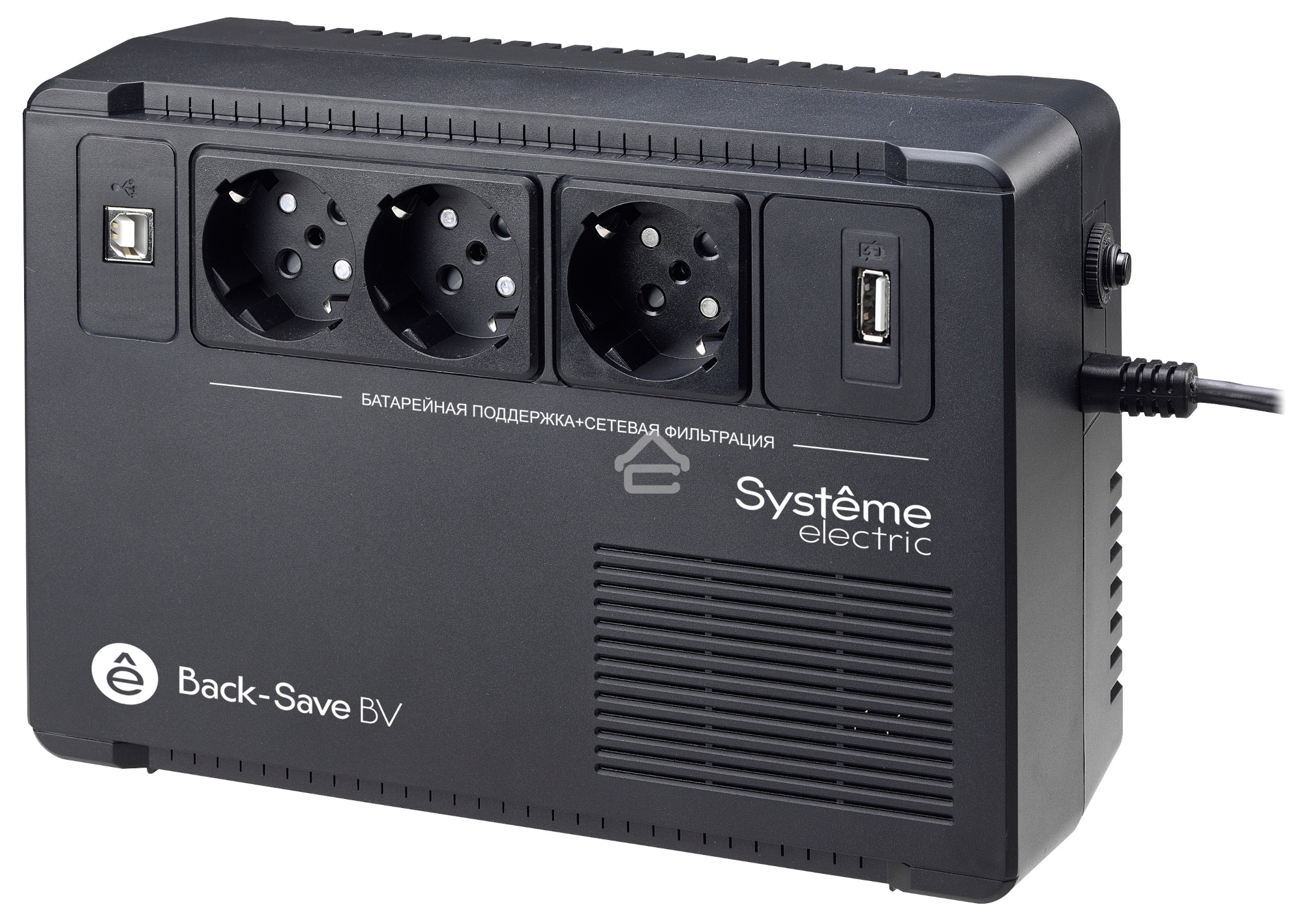 Источник бесперебойного питания Systeme Electriс Back-Save, 800VA/480W, 230V, Line-Interactive, AVR, 3xSchuko, USB charge(type A), USB