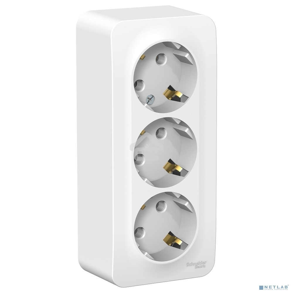 Розетка 3-м ОП Blanca 16А 250В без шторок с заземл. изол. пласт. бел. SchE BLNRA010311