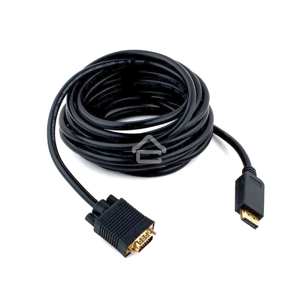 Кабель DisplayPort->VGA Cablexpert CCP-DPM-VGAM-5M, 5м, 20M/15M, черный, экран, пакет