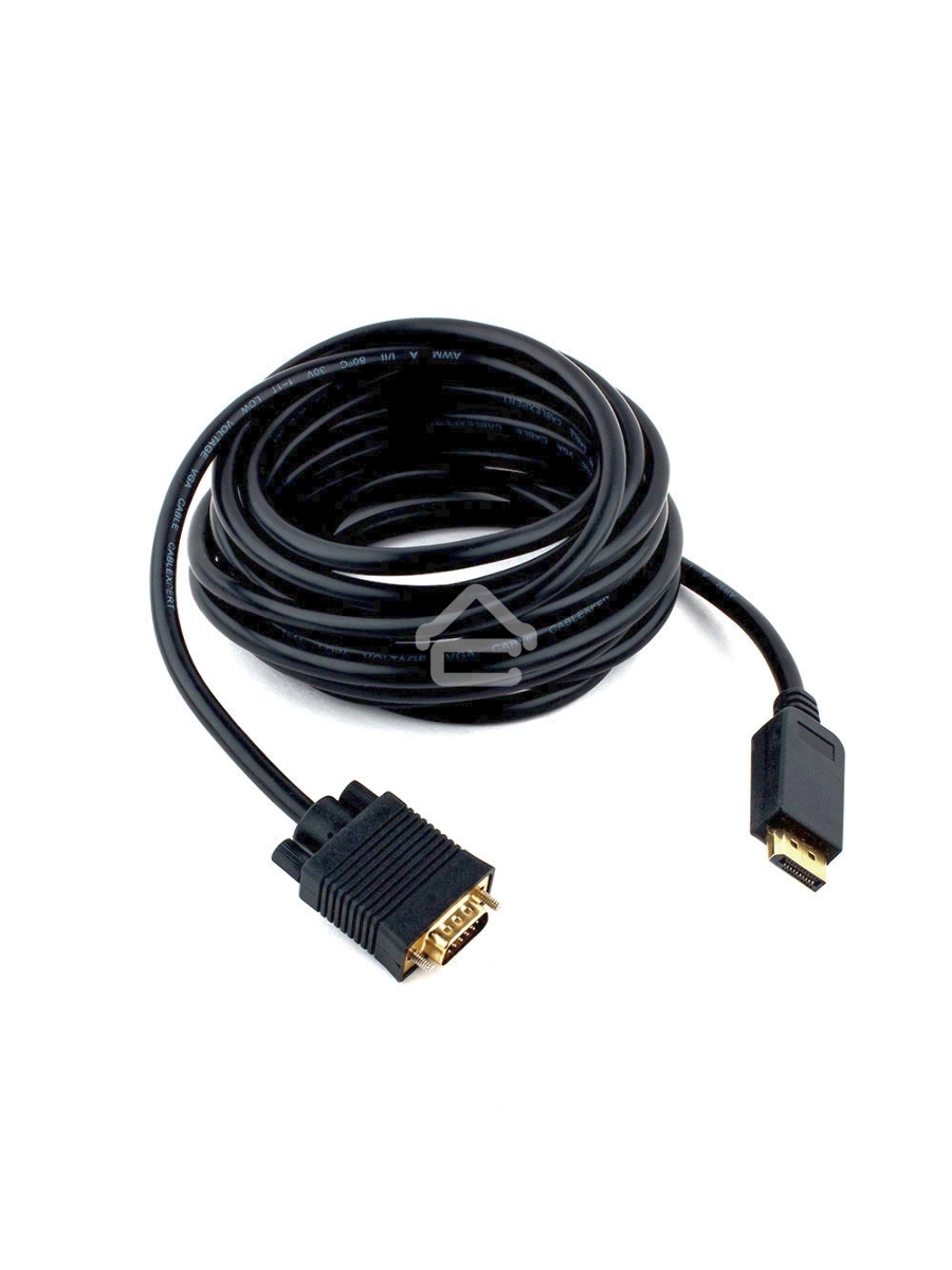 Кабель DisplayPort->VGA Cablexpert CCP-DPM-VGAM-5M, 5м, 20M/15M, черный, экран, пакет