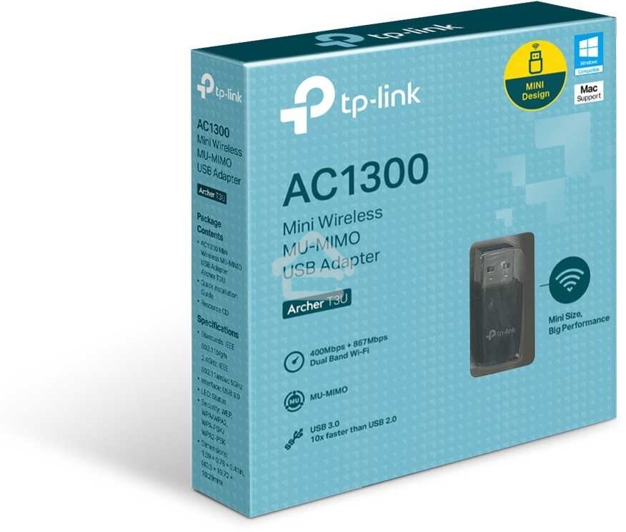 Адаптер TP-LINK Archer T3U AC1300 Мини Wi-Fi MU-MIMO USB-адаптер