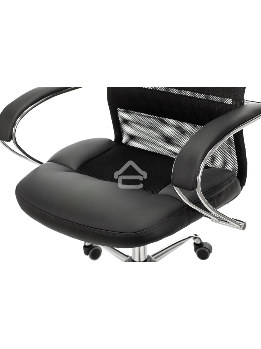 Кресло руководителя Бюрократ CH-608SL/BLACK TW-01 TW-11 черный, искусст.кожа/ткань, крестовина хром, спинка сетка