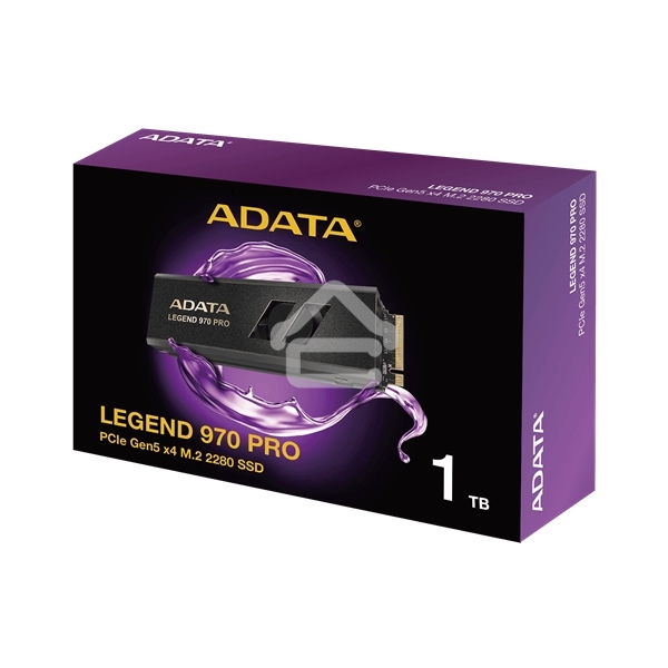Накопитель SSD ADATA Legend 970 Pro, 1000 Гб, M.2 2280, PCIe 5.0 x4, NVMe 2.0, 3D TLC, R/W 13000/5800 МБ/сек, радиатор с вентилятором