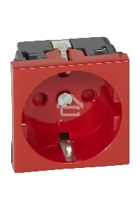 Механизм розетки Legrand 1-м СП Mosaic 2модульный, с заземлением, красный Leg 077214 124965