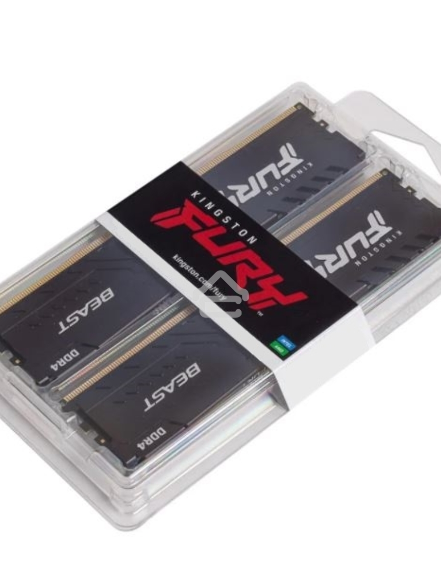 Оперативная память Kingston Fury Beast, DDR4, 32GB (2x16GB), 3600MHz, CL18, DIMM, с радиатором, черный