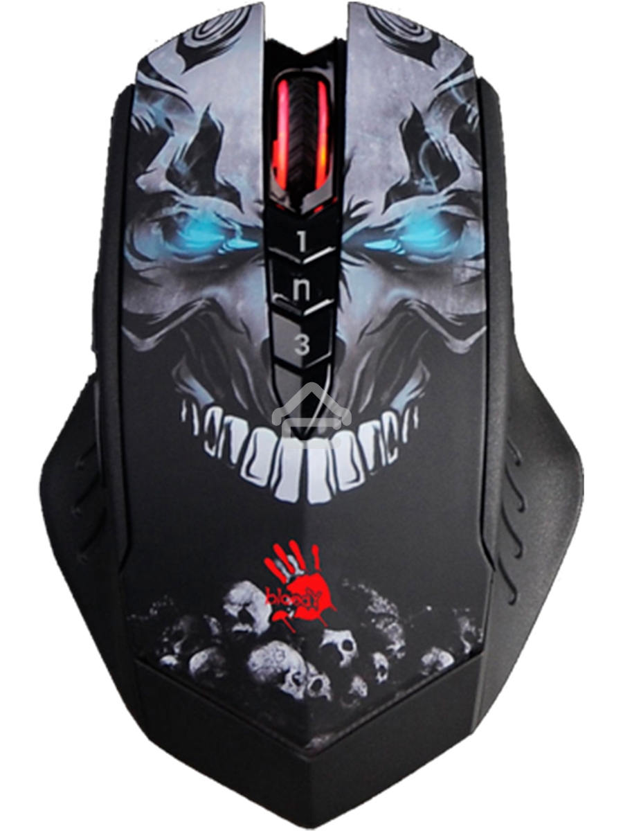 Мышь беспроводная A4Tech Bloody R80 Plus Skull черный, 5000 dpi, радиоканал, USB, кнопки - 8