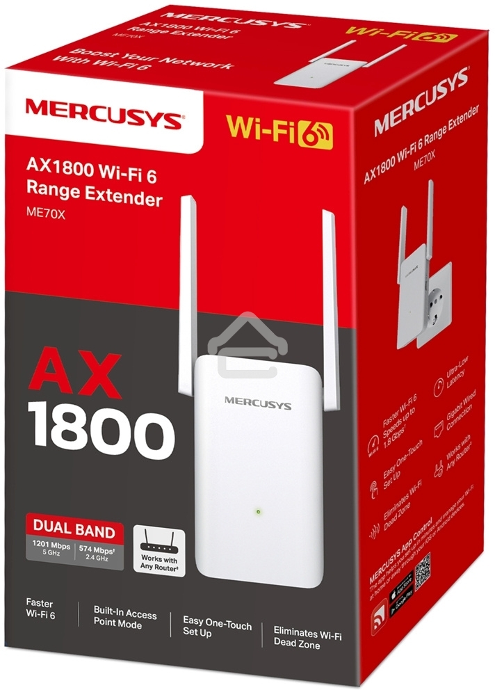 Повторитель беспроводного сигнала Mercusys ME70X AX1800 10/100/1000 белый (упак.:1шт)